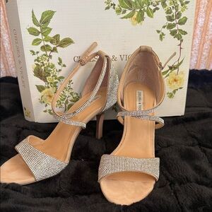 Chelsea & Violet Sparkling Rhinestone Heels - Silver